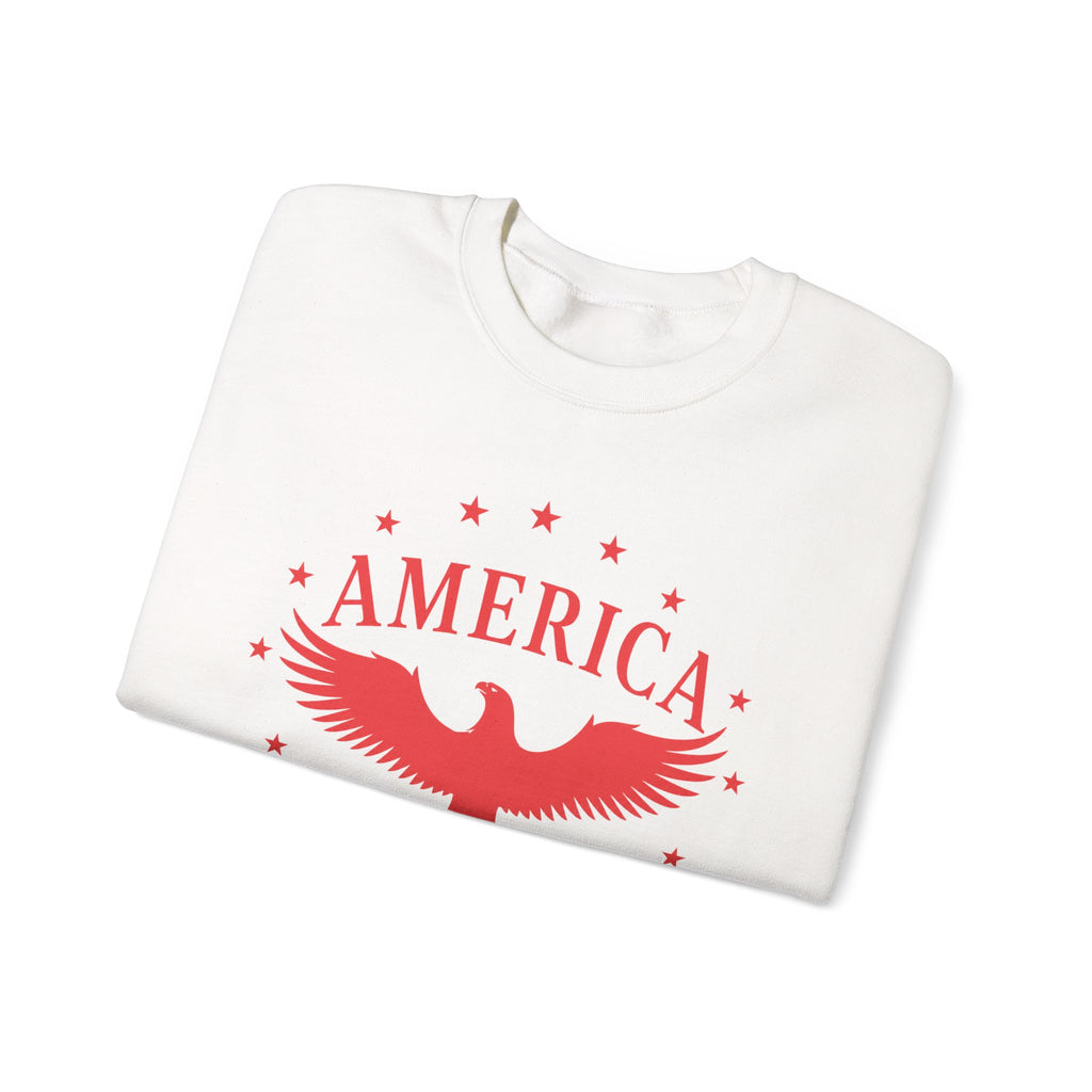 America Eagle Crewneck Sweatshirt – Patriotic Red Graphic