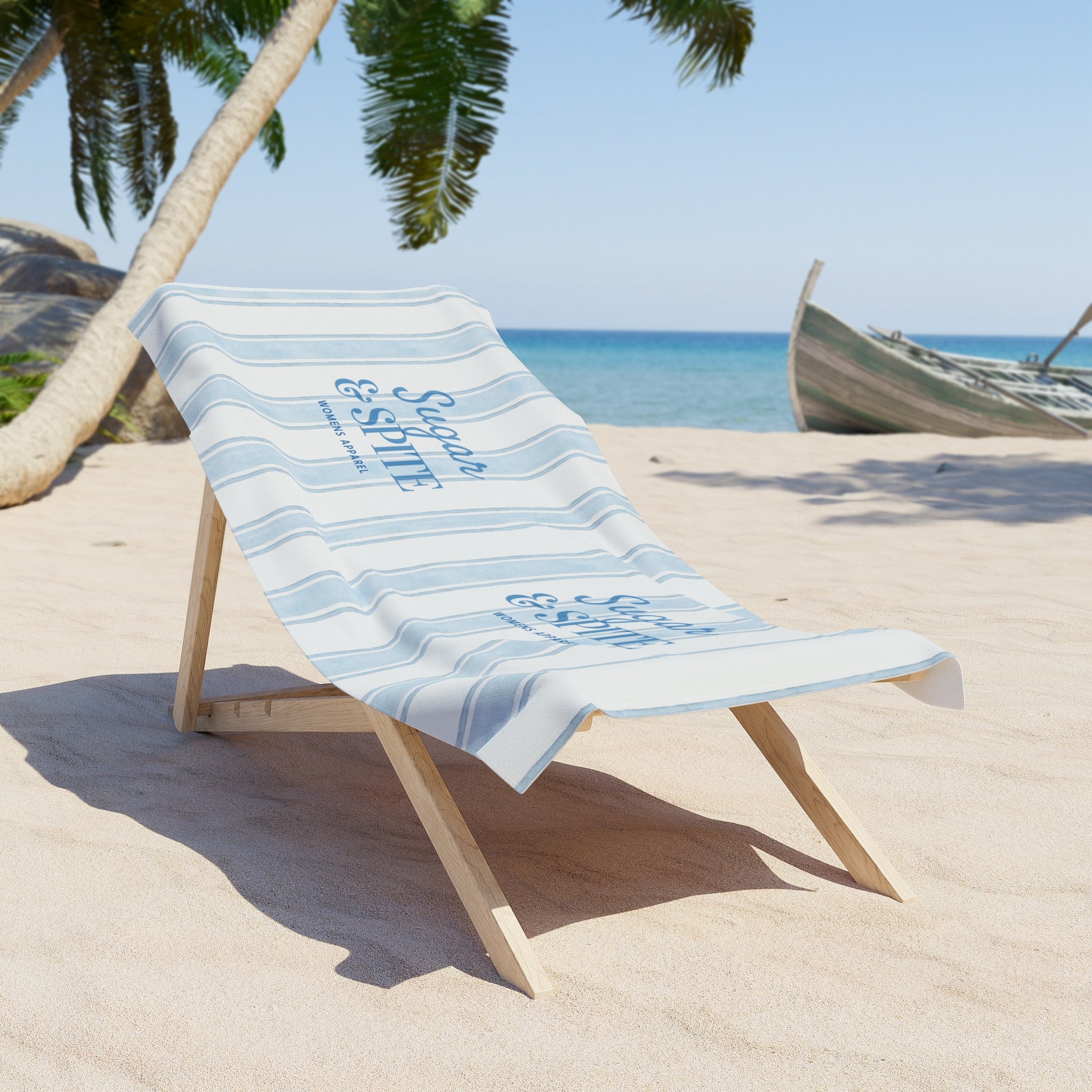 Sugar & Spite Blue Stripe Beach Towel — Coastal Cabana Pool & Beach Towel