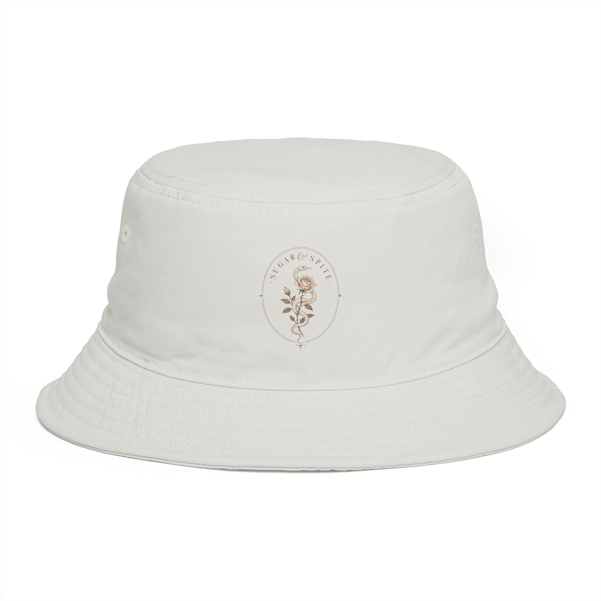 Snake Crest Bucket Hat — Vintage Snake Emblem Embroidered Bucket Hat