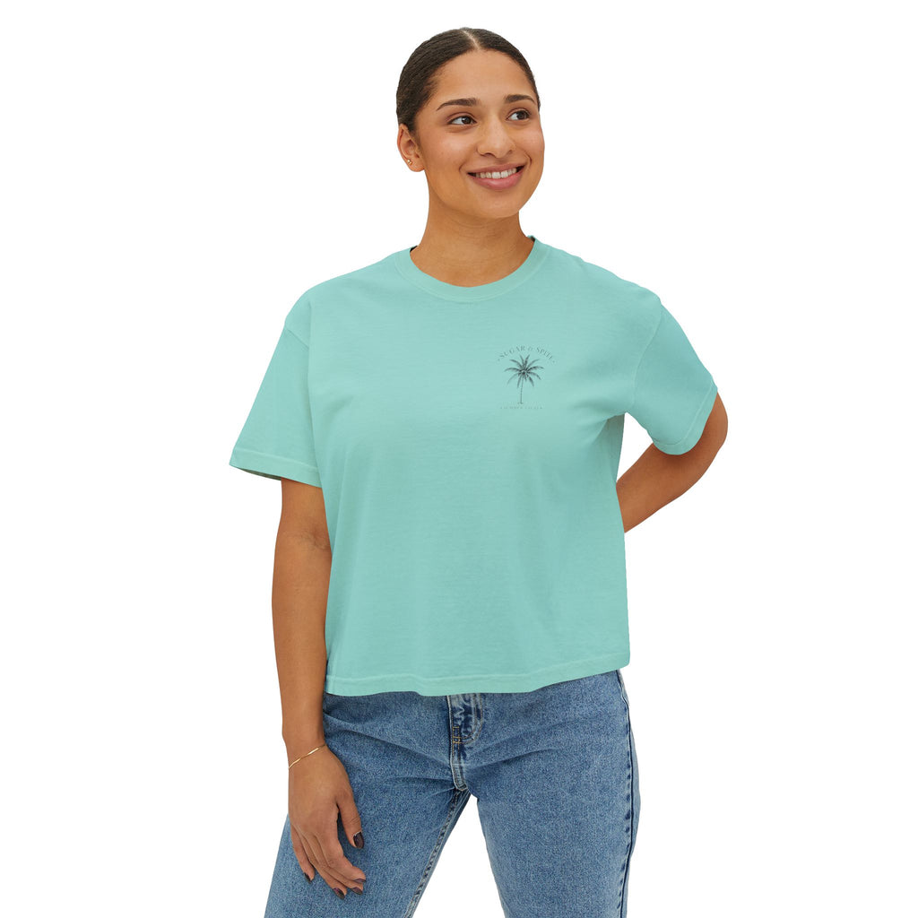 Margaritas Women's Boxy Tee – Palm Cocktail Graphic Tee