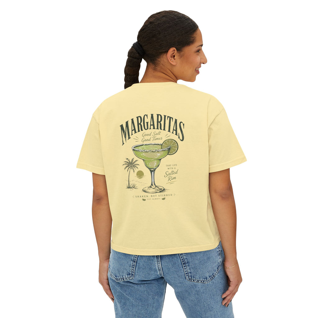 Margaritas Women's Boxy Tee – Palm Cocktail Graphic Tee