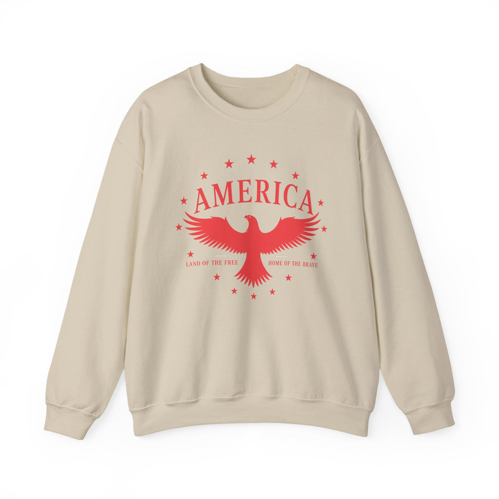 America Eagle Crewneck Sweatshirt – Patriotic Red Graphic
