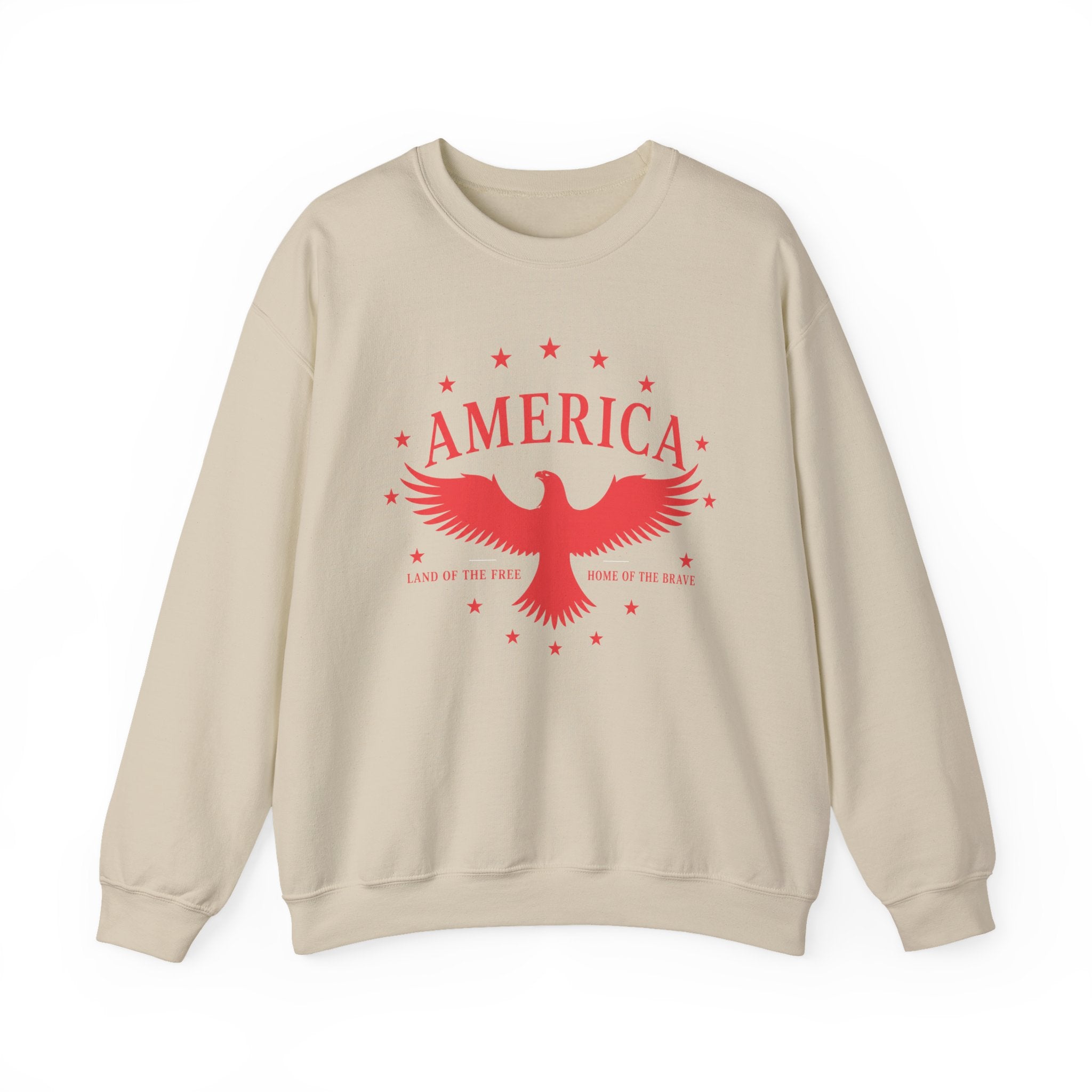 America Eagle Crewneck Sweatshirt – Patriotic Red Graphic