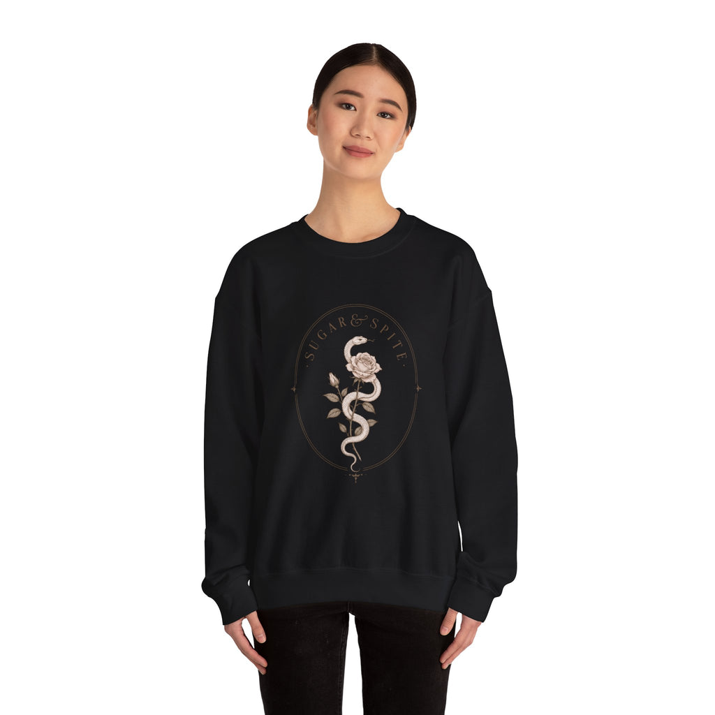 Floral Nightshade Crewneck Sweatshirt — Vintage Botanical 'Nightshade' Design