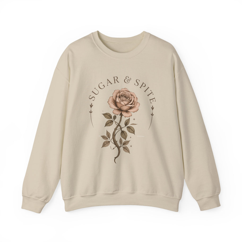 Sugar & Spite Rose Sweatshirt — Vintage Floral Crewneck