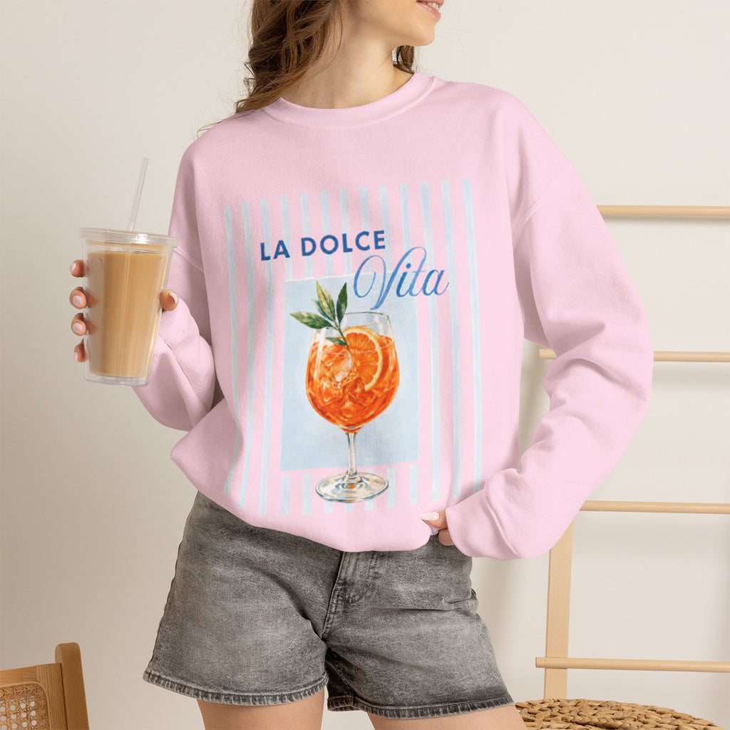 La Dolce Vita Sweatshirt — Orange Cocktail Graphic Crewneck