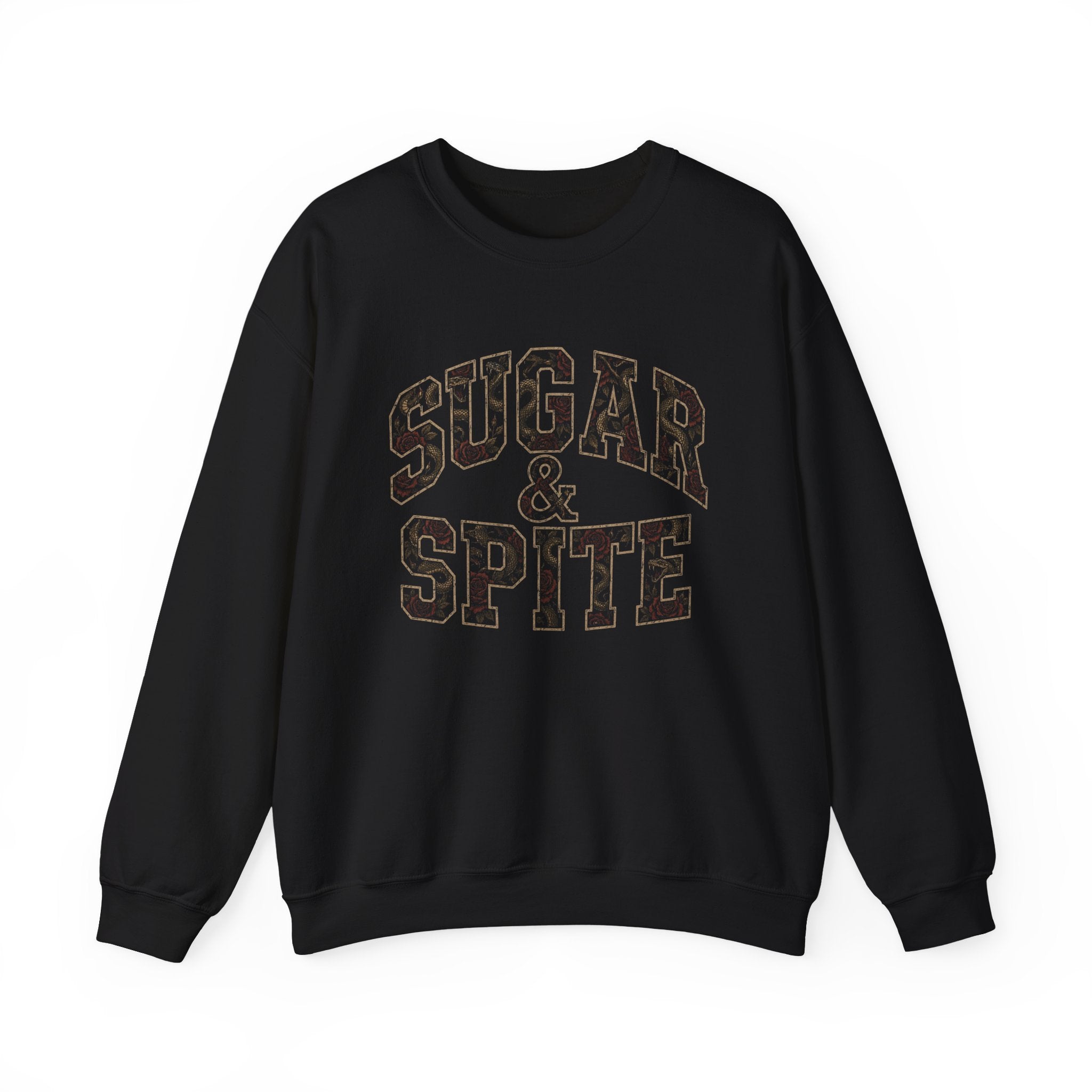 Sugar & Spite Snake and Roses Varsity Logo Sweatshirt