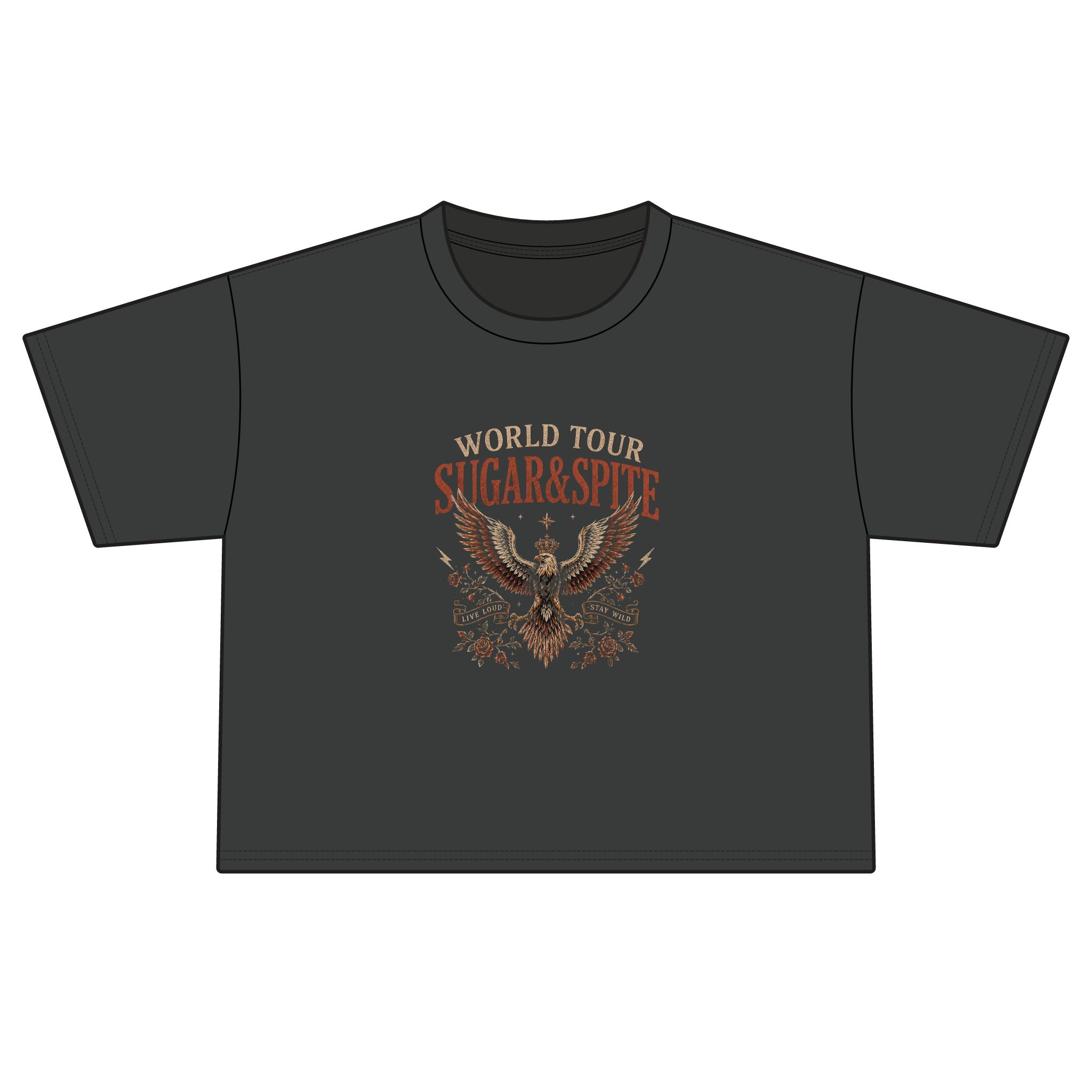 World Tour "Sugar & Spite" Eagle Tee — Vintage Rock Boxy T-Shirt