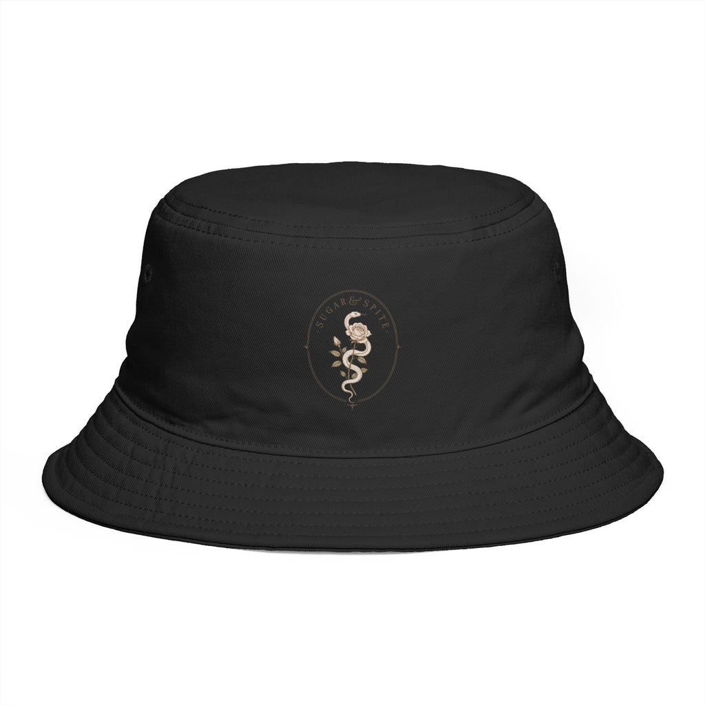 Snake Crest Bucket Hat — Vintage Snake Emblem Embroidered Bucket Hat