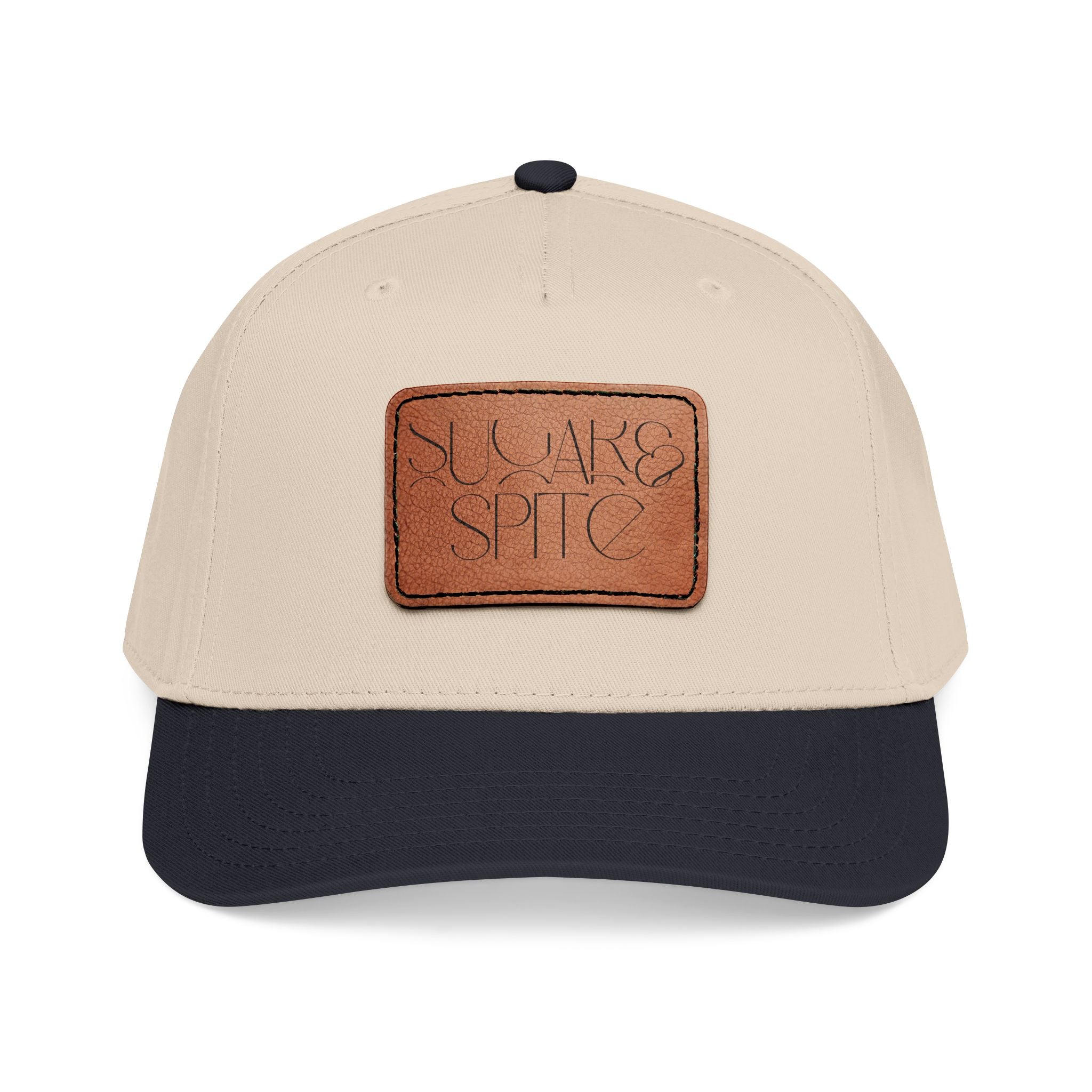 Leather Patch Baseball Cap — 'SUGAR & SPICE' Mid-Profile Hat