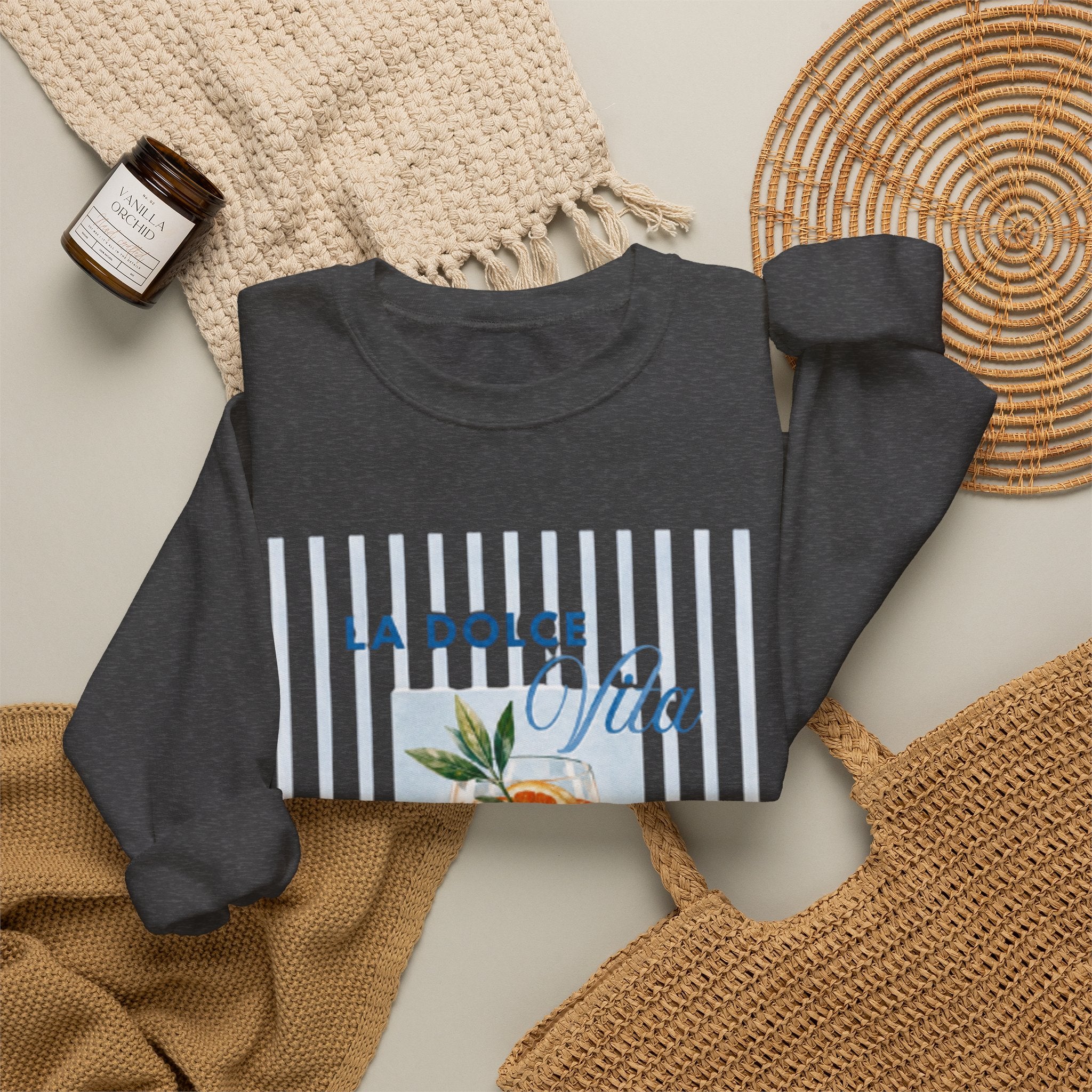 La Dolce Vita Sweatshirt — Orange Cocktail Graphic Crewneck