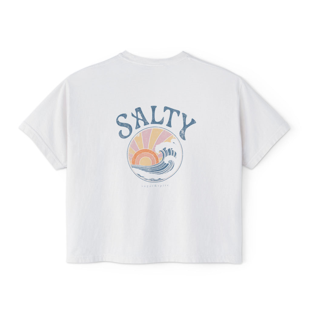 Salty Sunset Boxy Tee — Women's Beachy Graphic