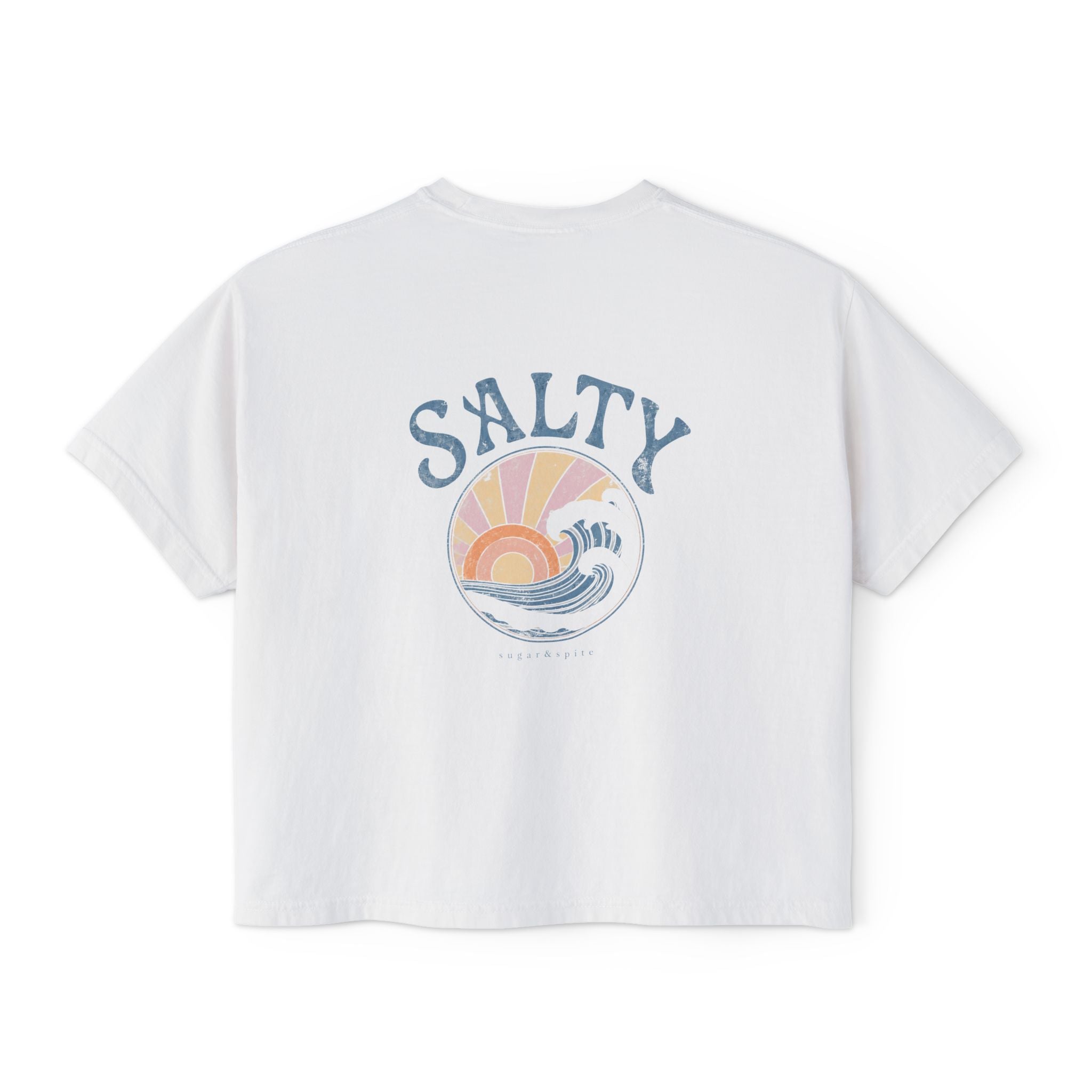 Salty Sunset Boxy Tee — Women's Beachy Graphic