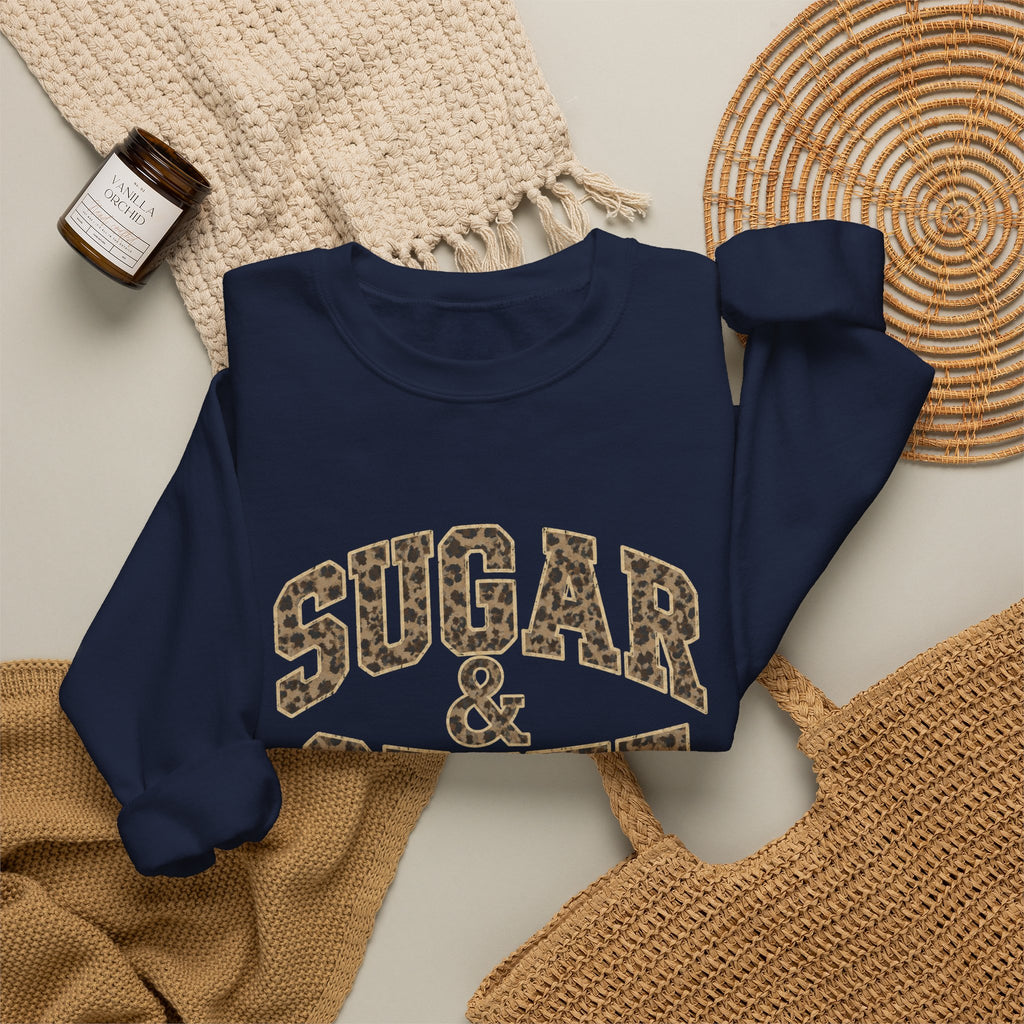 Sugar & Spite Leopard Varsity Logo Crewneck Sweatshirt