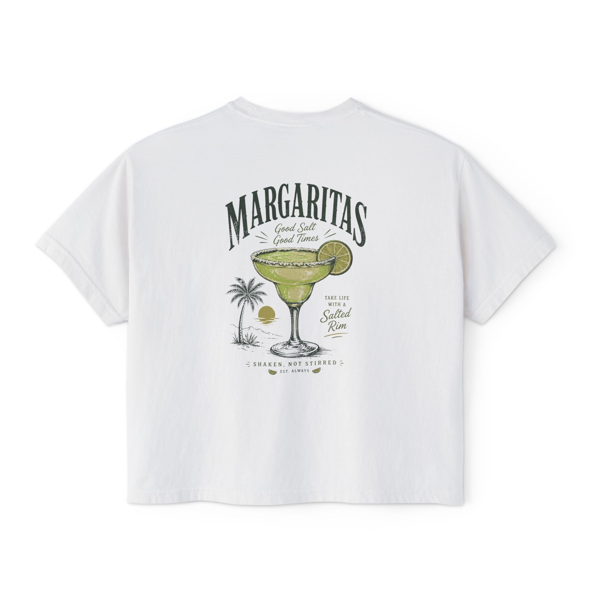 Margaritas Women's Boxy Tee – Palm Cocktail Graphic Tee
