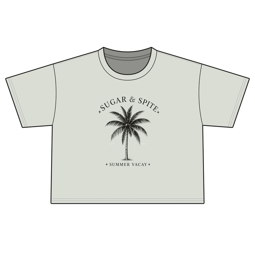Sugar & Spice Palm Boxy Tee — Women's Summer Vacay Crop Shirt