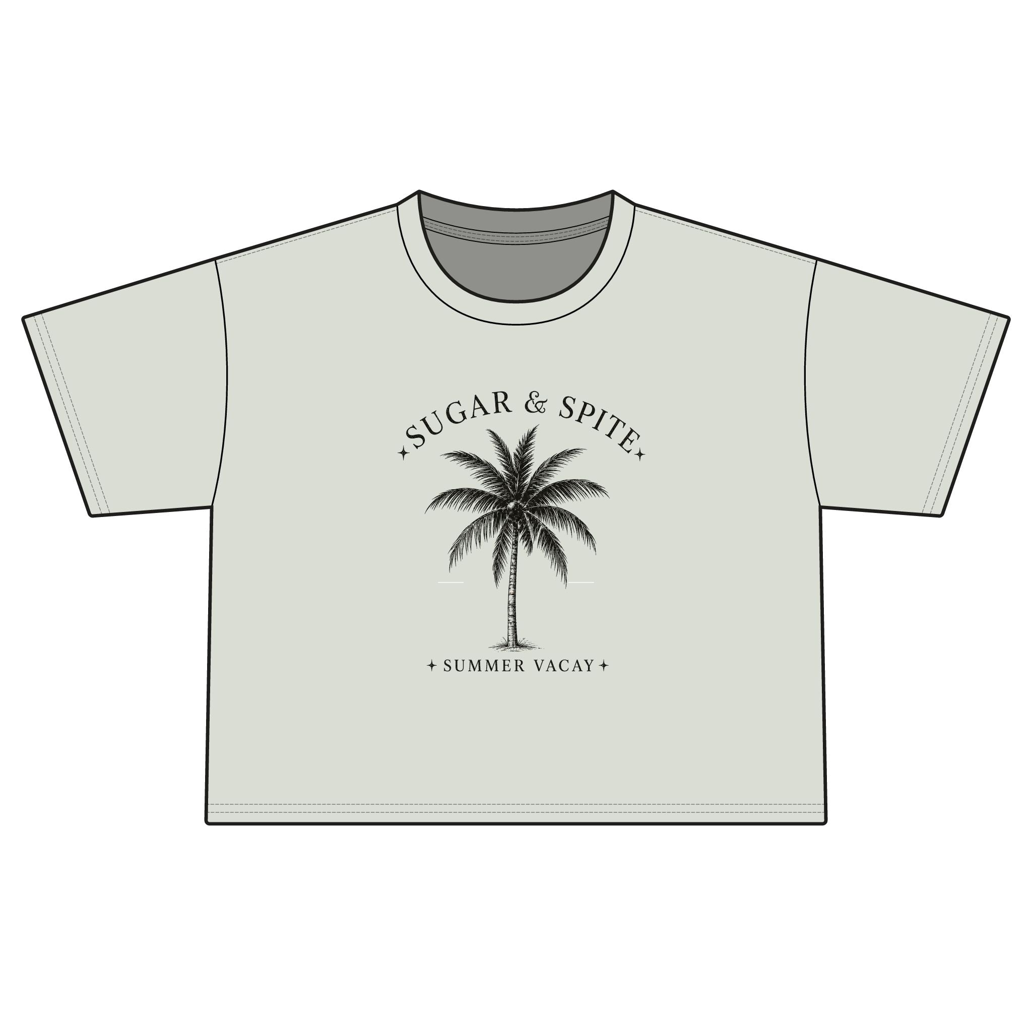 Sugar & Spice Palm Boxy Tee — Women's Summer Vacay Crop Shirt