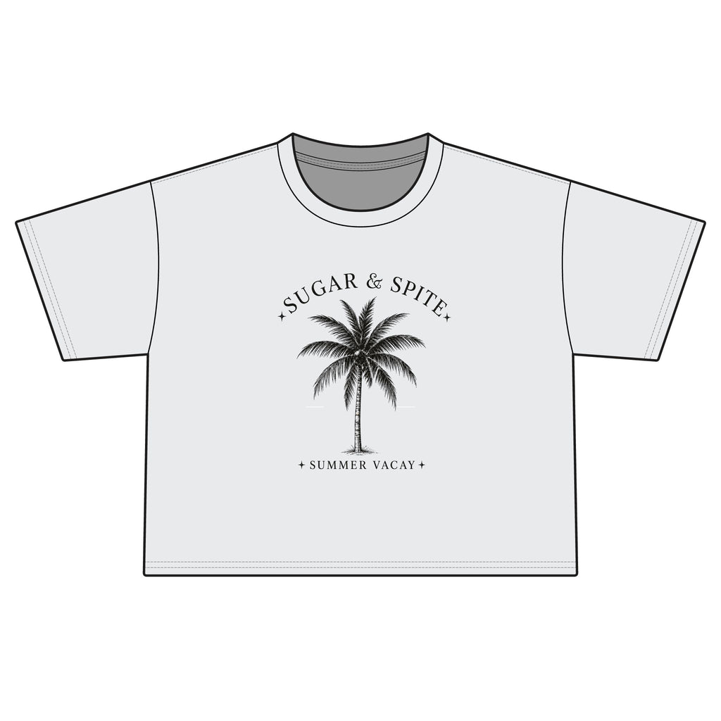 Sugar & Spice Palm Boxy Tee — Women's Summer Vacay Crop Shirt
