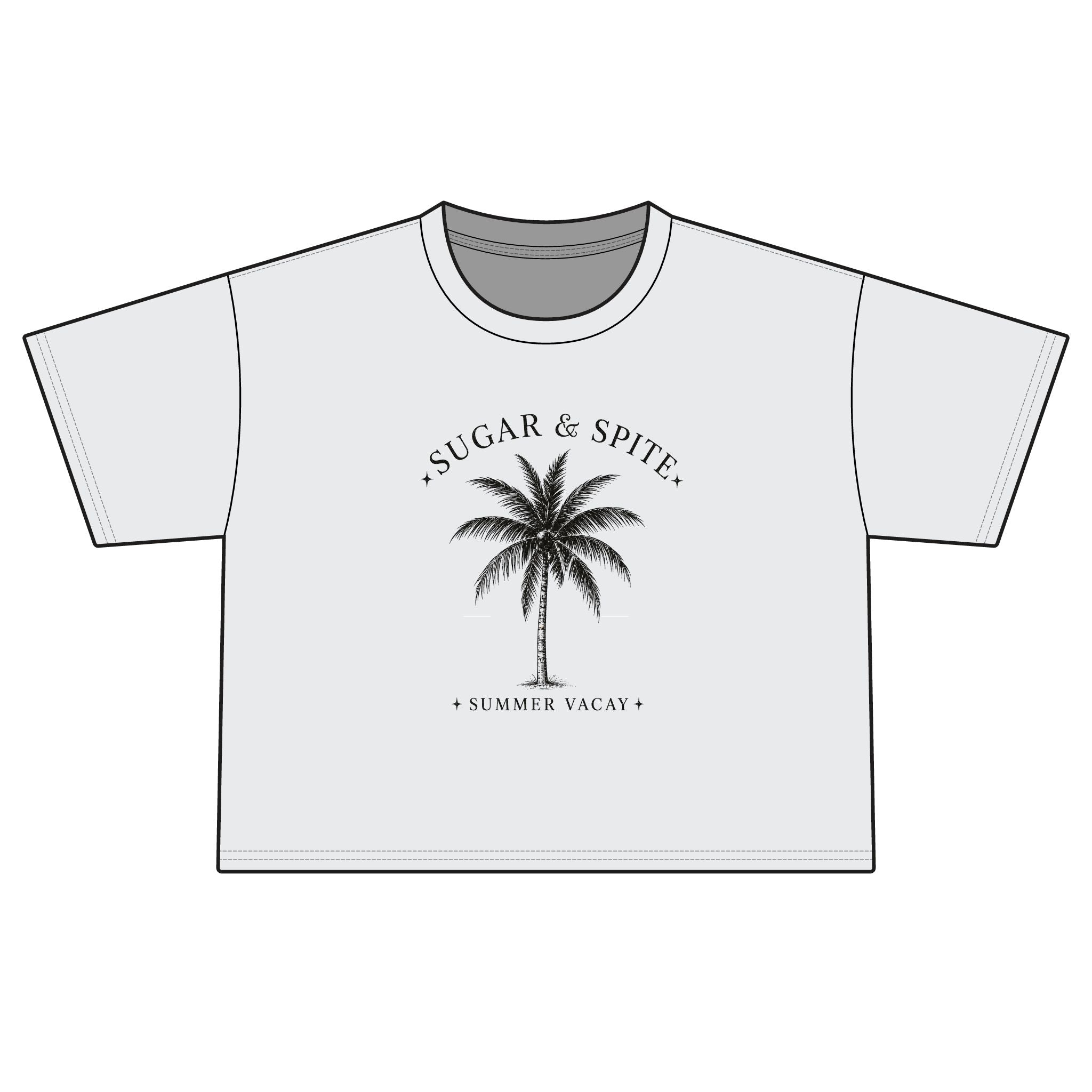 Sugar & Spice Palm Boxy Tee — Women's Summer Vacay Crop Shirt
