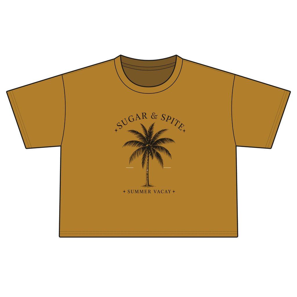 Sugar & Spice Palm Boxy Tee — Women's Summer Vacay Crop Shirt