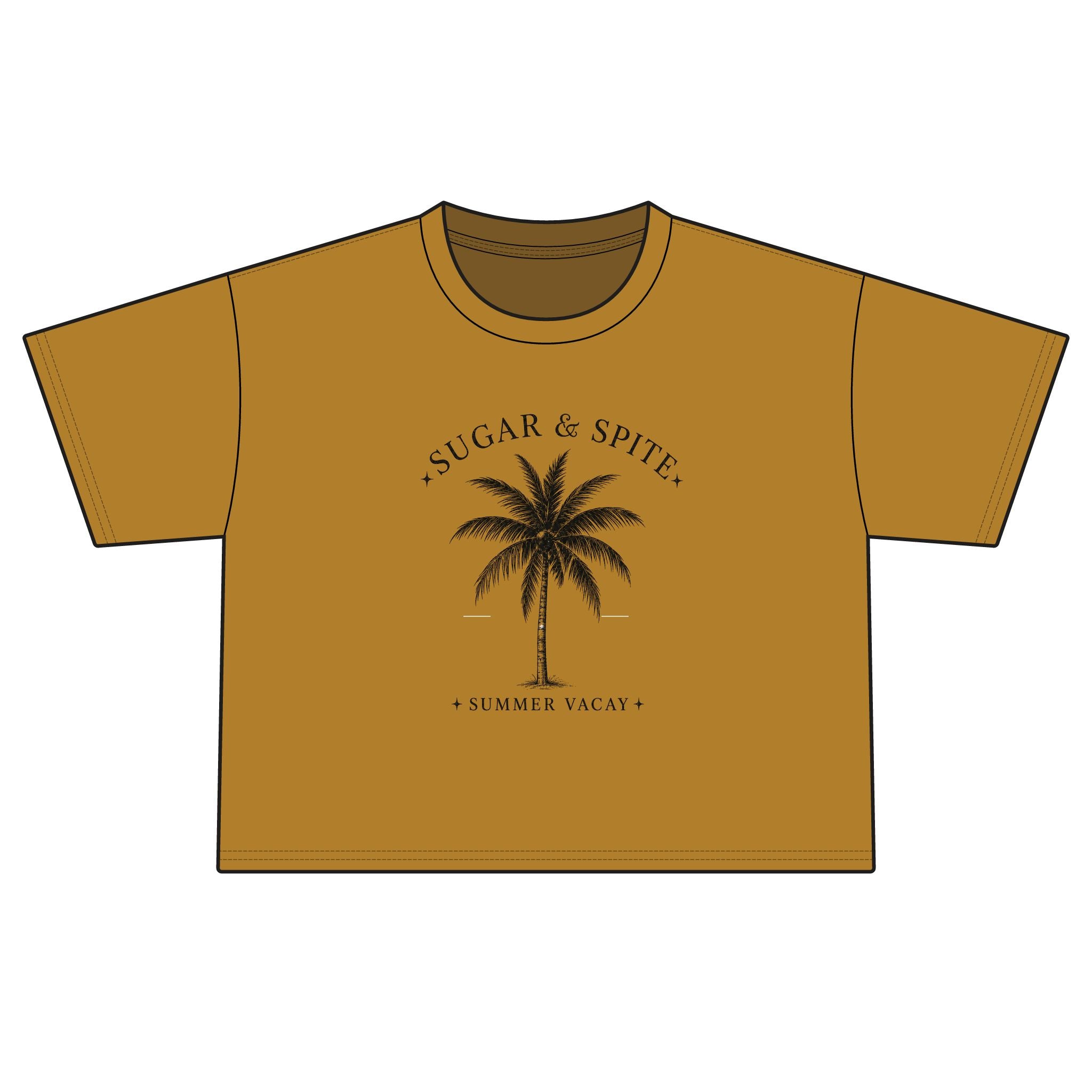 Sugar & Spice Palm Boxy Tee — Women's Summer Vacay Crop Shirt
