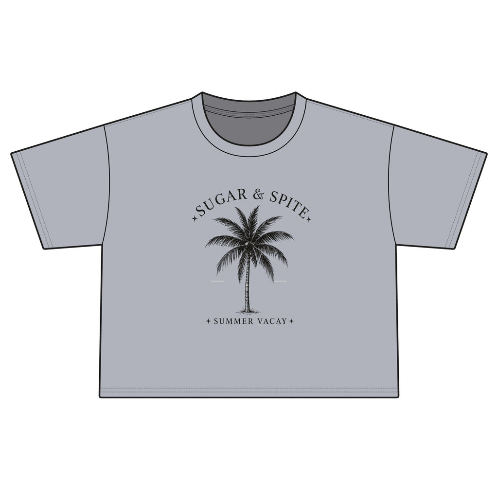 Sugar & Spice Palm Boxy Tee — Women's Summer Vacay Crop Shirt