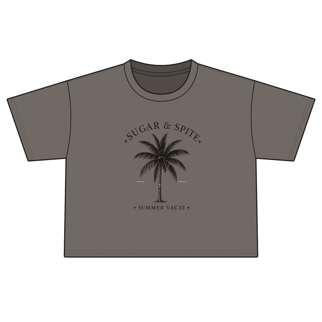 Sugar & Spice Palm Boxy Tee — Women's Summer Vacay Crop Shirt