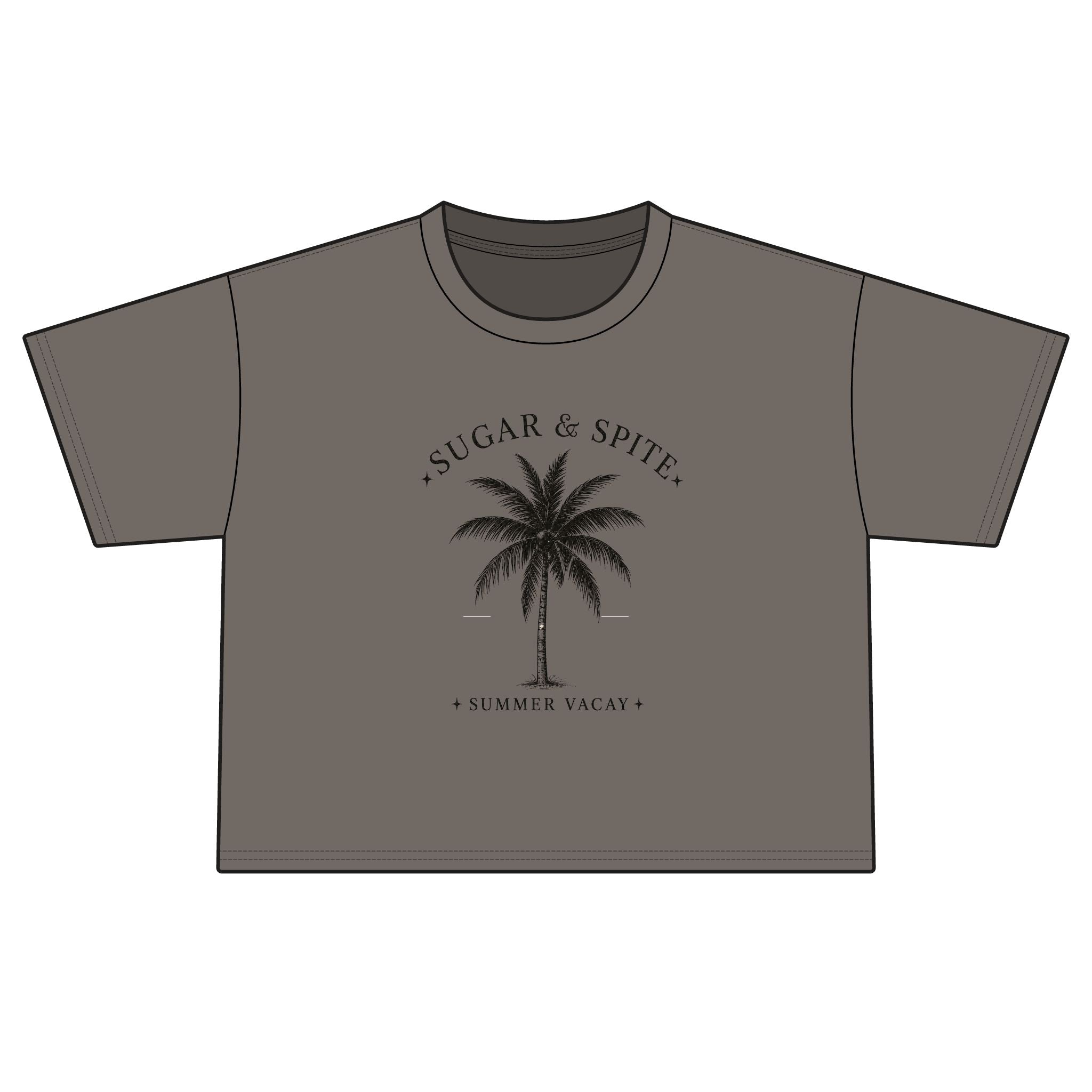 Sugar & Spice Palm Boxy Tee — Women's Summer Vacay Crop Shirt
