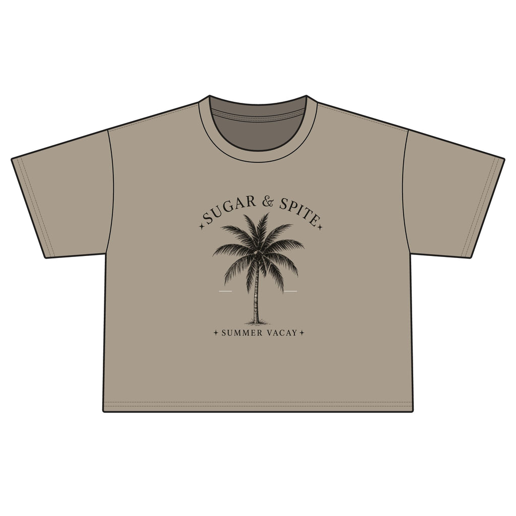 Sugar & Spice Palm Boxy Tee — Women's Summer Vacay Crop Shirt