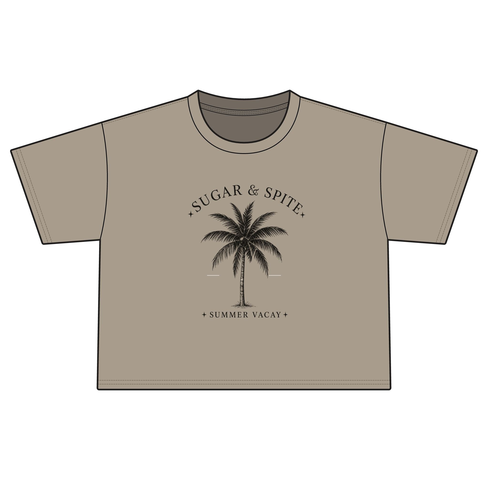 Sugar & Spice Palm Boxy Tee — Women's Summer Vacay Crop Shirt