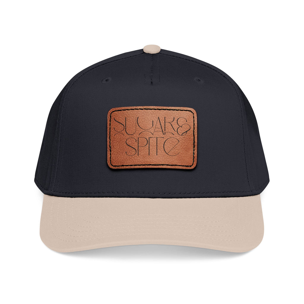Leather Patch Baseball Cap — 'SUGAR & SPICE' Mid-Profile Hat