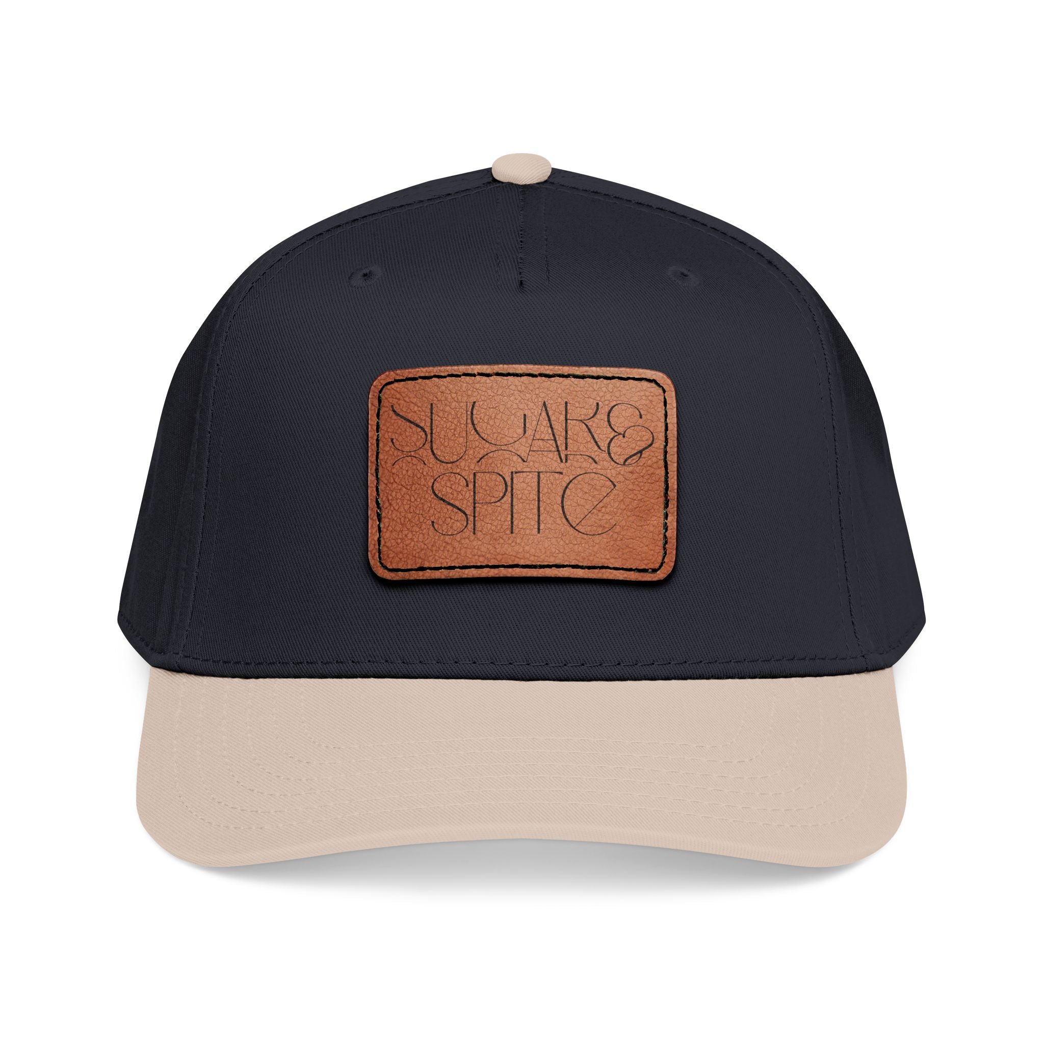 Leather Patch Baseball Cap — 'SUGAR & SPICE' Mid-Profile Hat