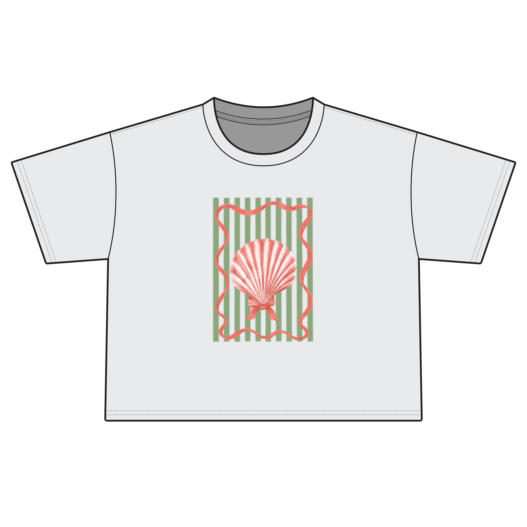 Seashell Vintage-Stripe Boxy Tee