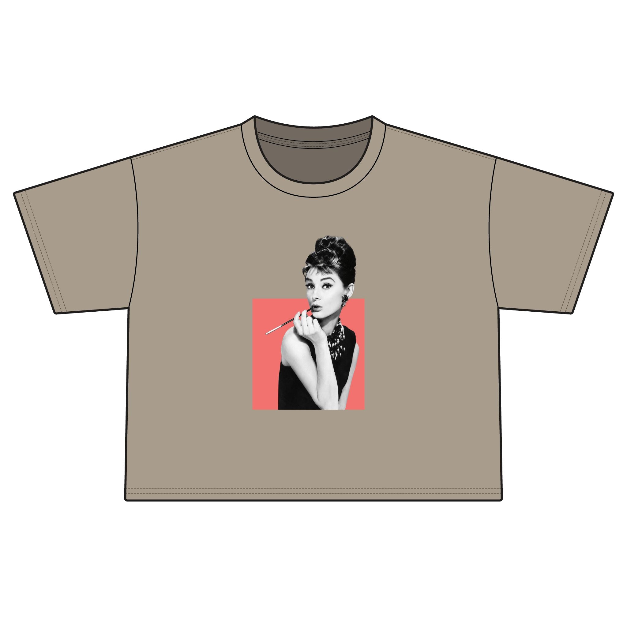 Boxy Tee — Retro Audrey Hepburn Portrait Crop T-Shirt