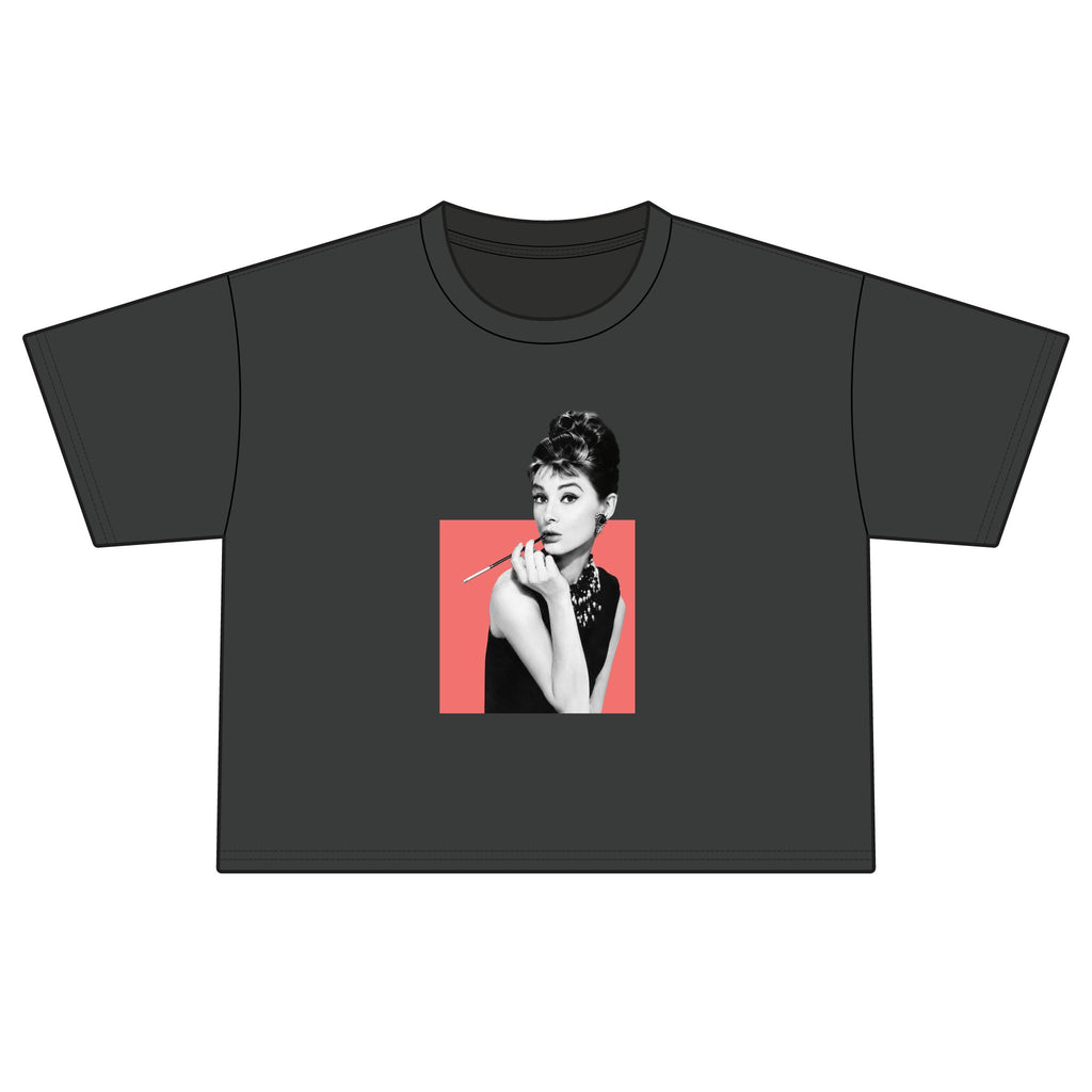 Boxy Tee — Retro Audrey Hepburn Portrait Crop T-Shirt