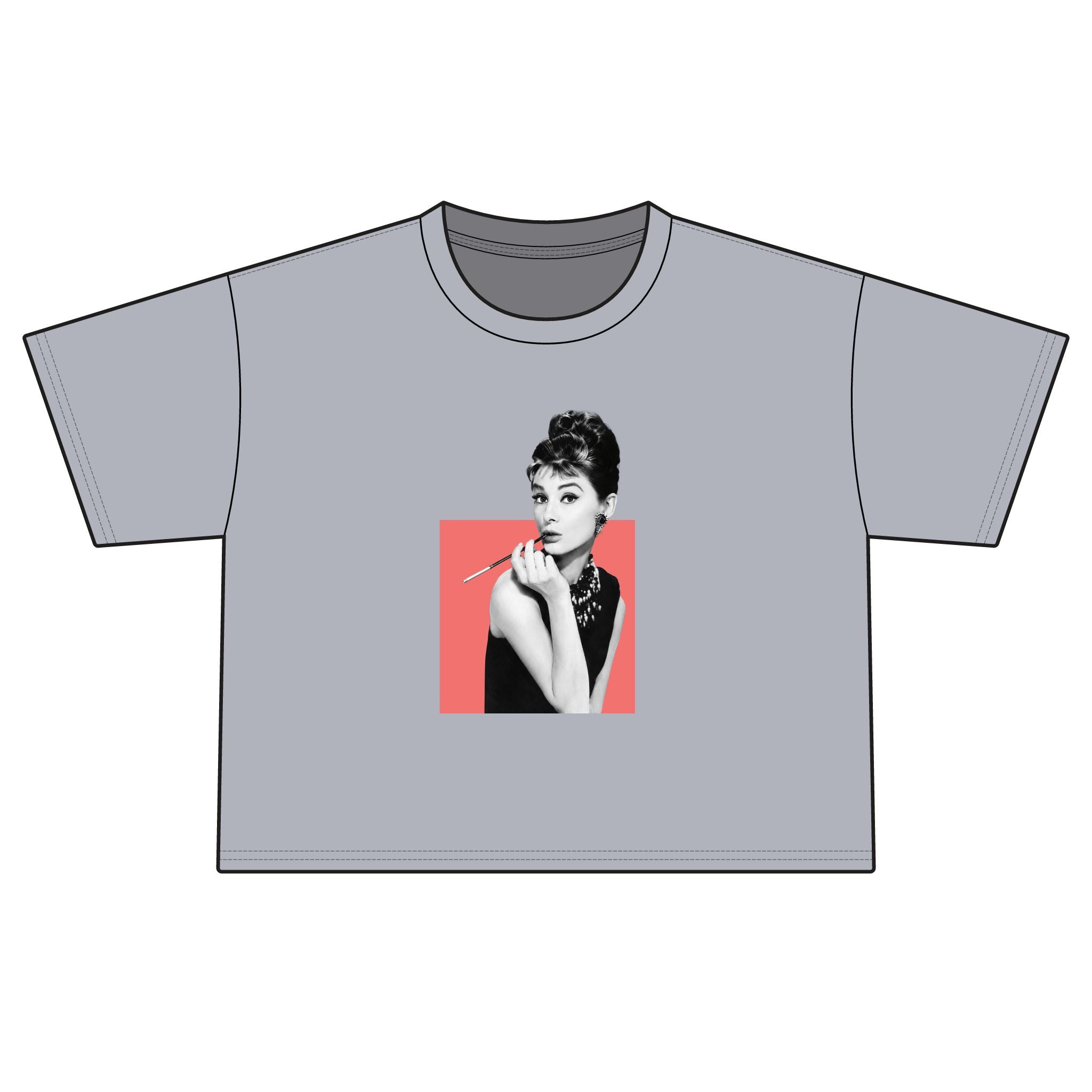 Boxy Tee — Retro Audrey Hepburn Portrait Crop T-Shirt