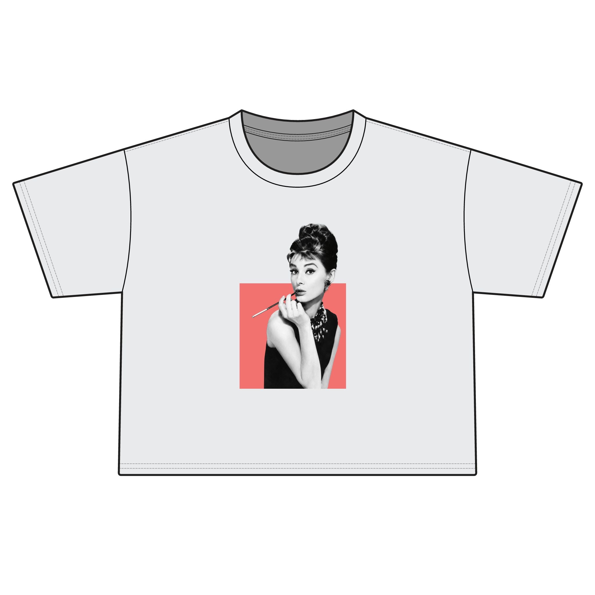 Boxy Tee — Retro Audrey Hepburn Portrait Crop T-Shirt