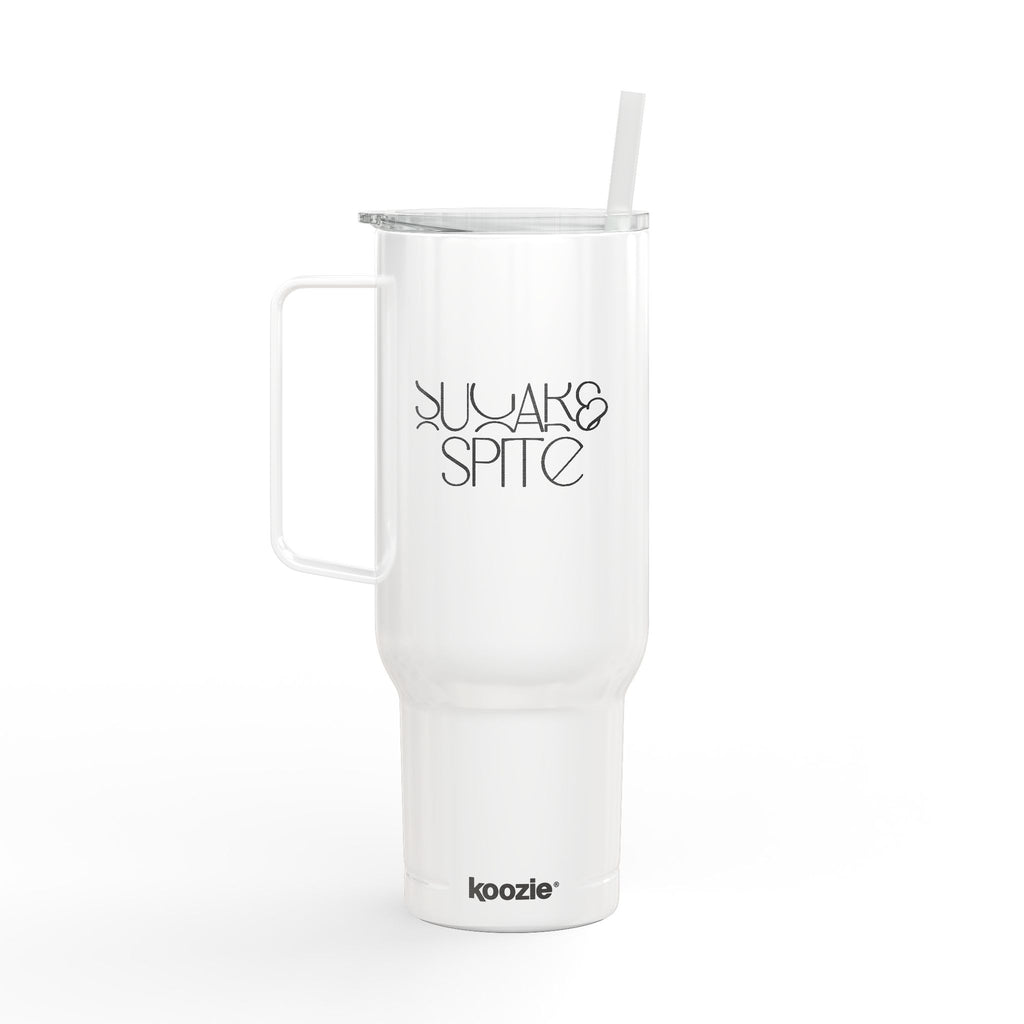 40oz Engraved Insulated Tumbler with Lid & Handle — Floral Snake Emblem