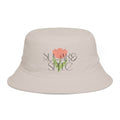 Bucket Hat — 'Sunrise Sprig' Floral Graphic Bucket Hat with Pink Bloom