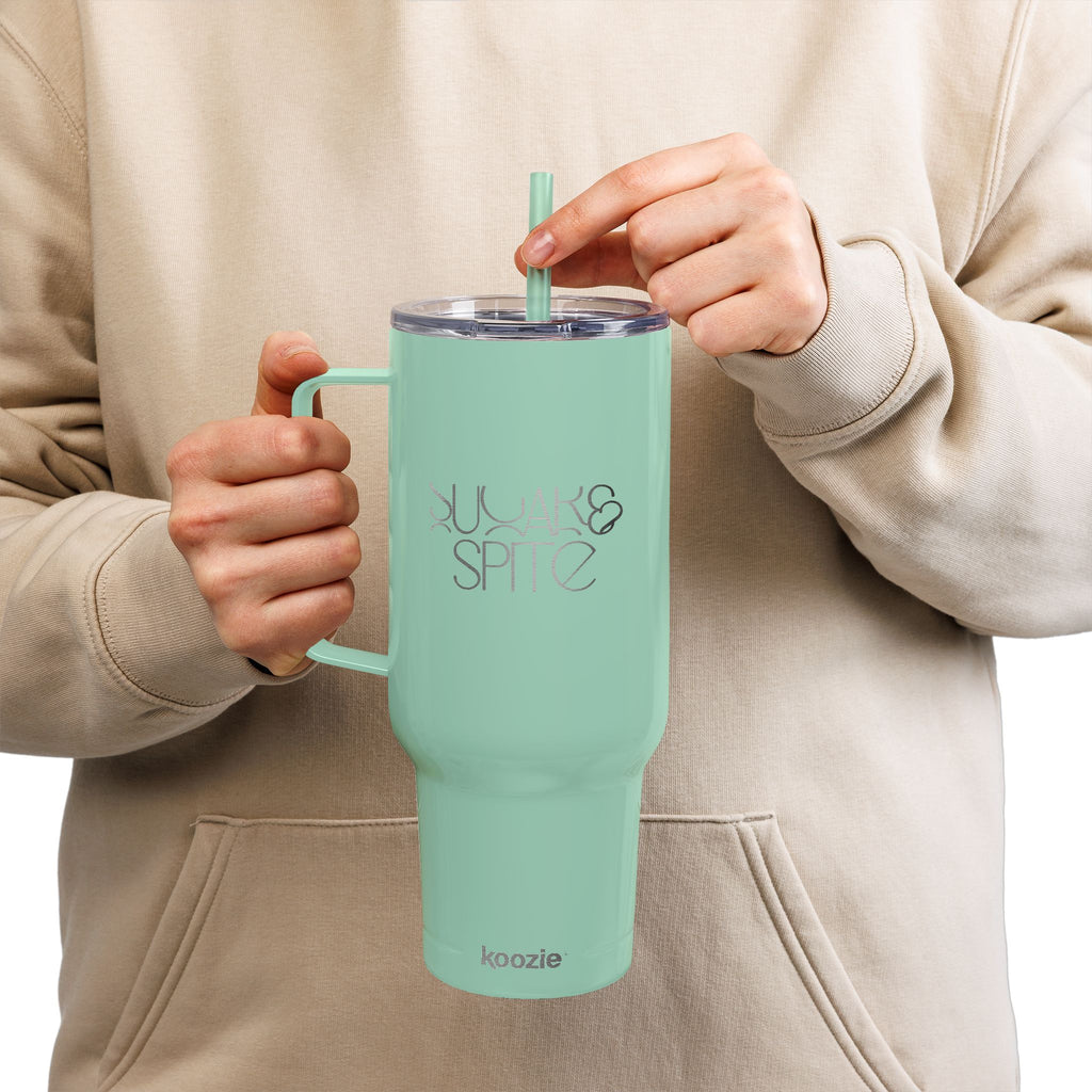 40oz Engraved Insulated Tumbler with Lid & Handle — Floral Snake Emblem