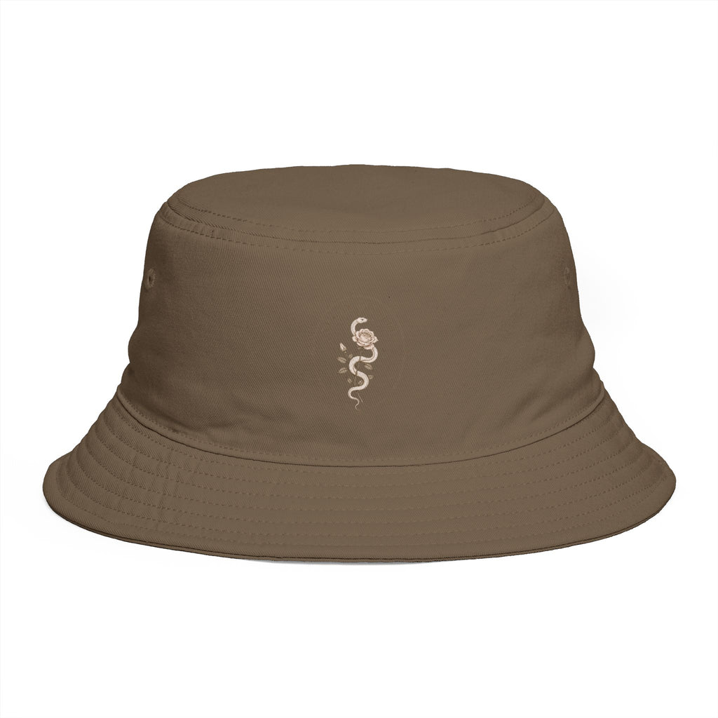 Snake Crest Bucket Hat — Vintage Snake Emblem Embroidered Bucket Hat