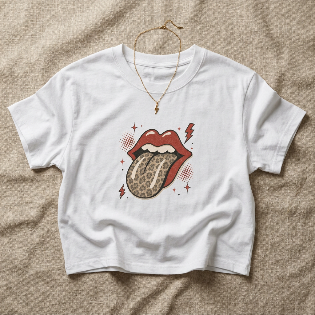 Leopard Tongue Graphic Tee | Boxy Crop T-Shirt