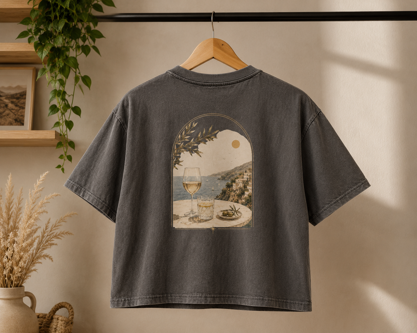 Coastal Wine View Tee | Boxy Crop T-Shirt