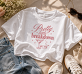 Pretty Little Breakdown T-Shirt | Crop Boxy Tee, Pink Script Martini Design