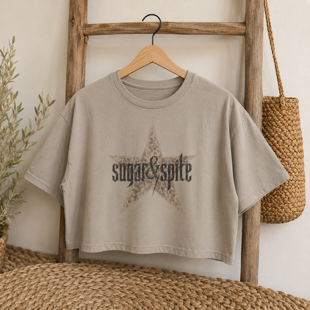 Sugar & Spite star logo Tee | Boxy Cropped T-Shirt