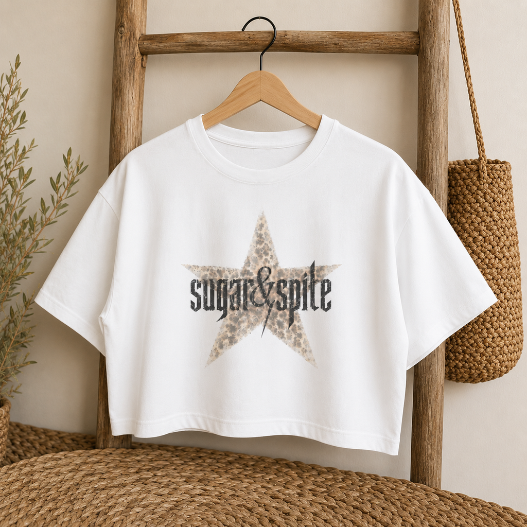 Sugar & Spite star logo Tee | Boxy Cropped T-Shirt