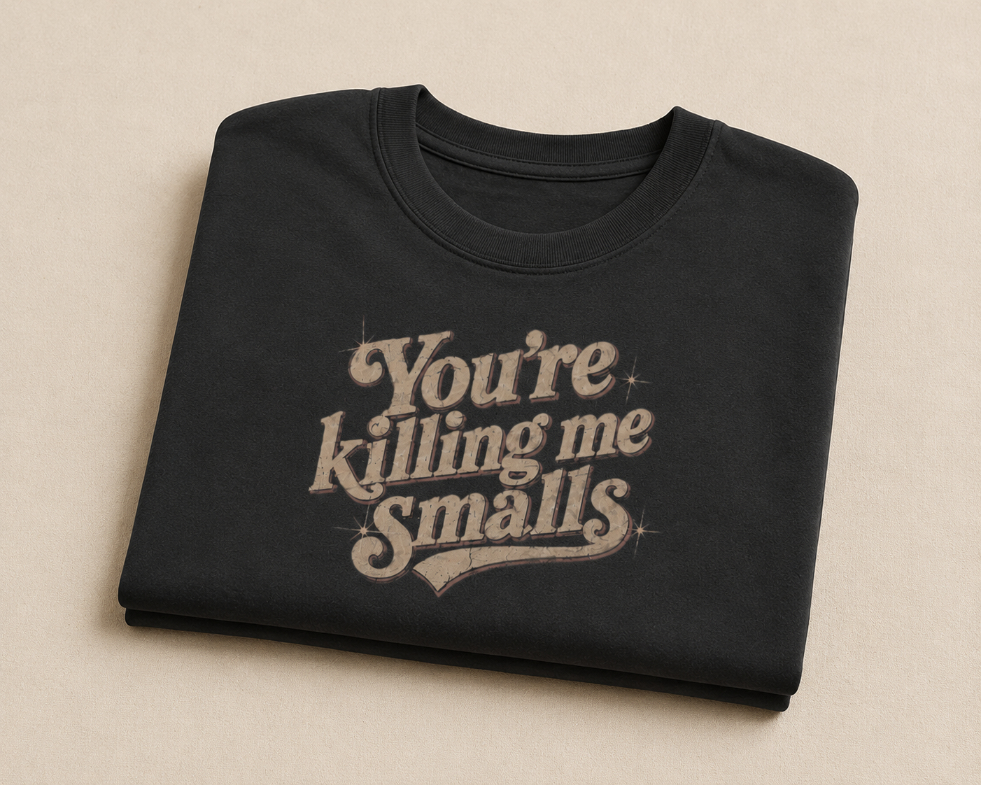 You're Killing Me Smalls Tee | Boxy Cropped T-Shirt, Retro Script Baseball Quote