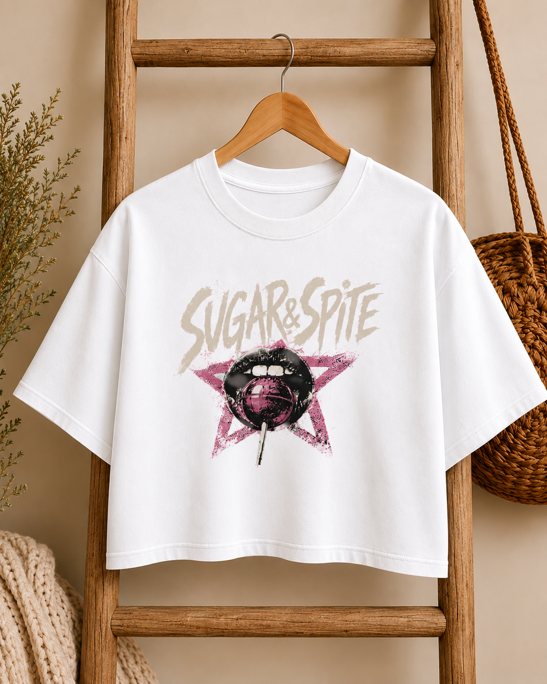 Sugar & Spite lollipop skull Tee | Boxy Cropped T‑Shirt