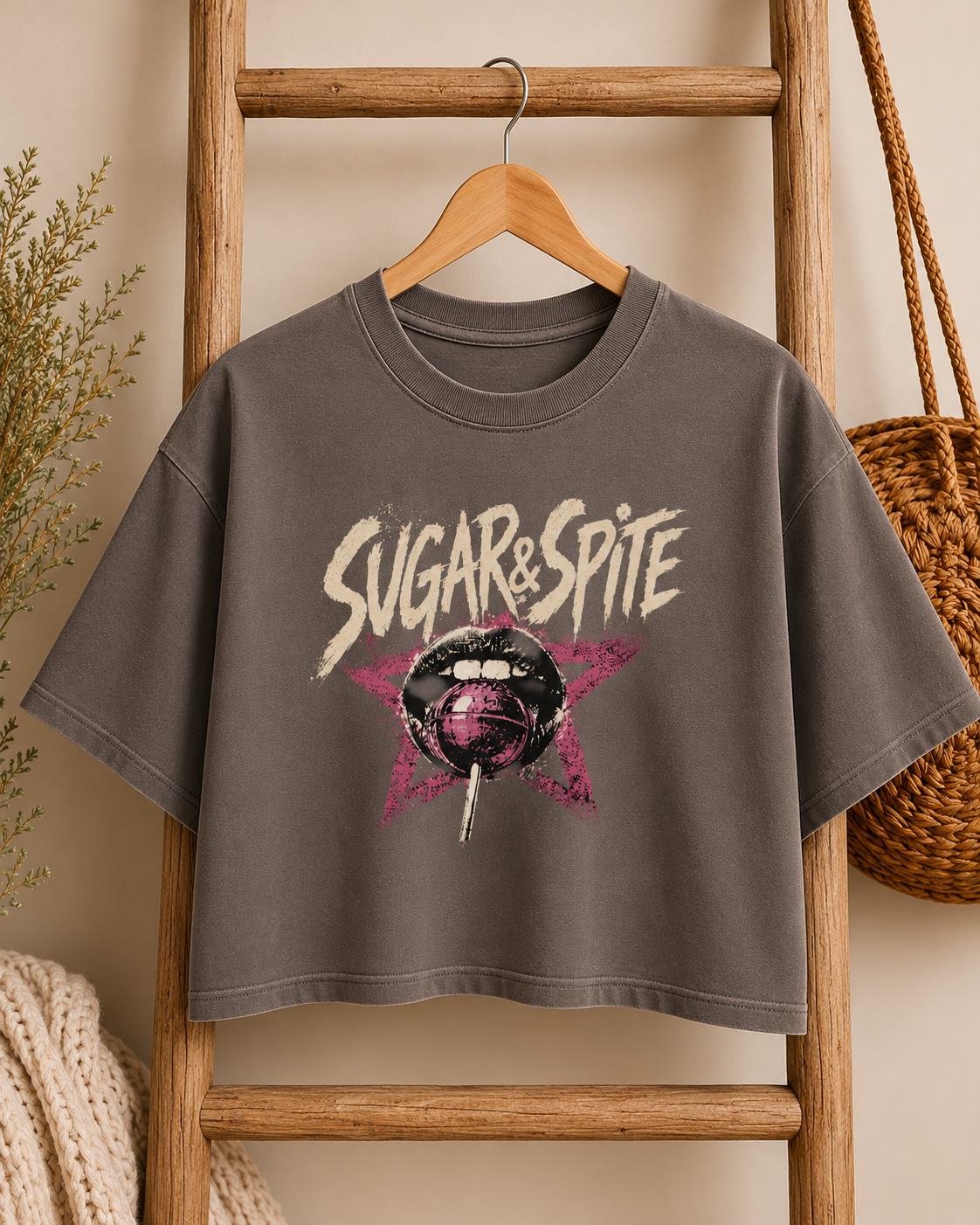 Sugar & Spite lollipop skull Tee | Boxy Cropped T‑Shirt