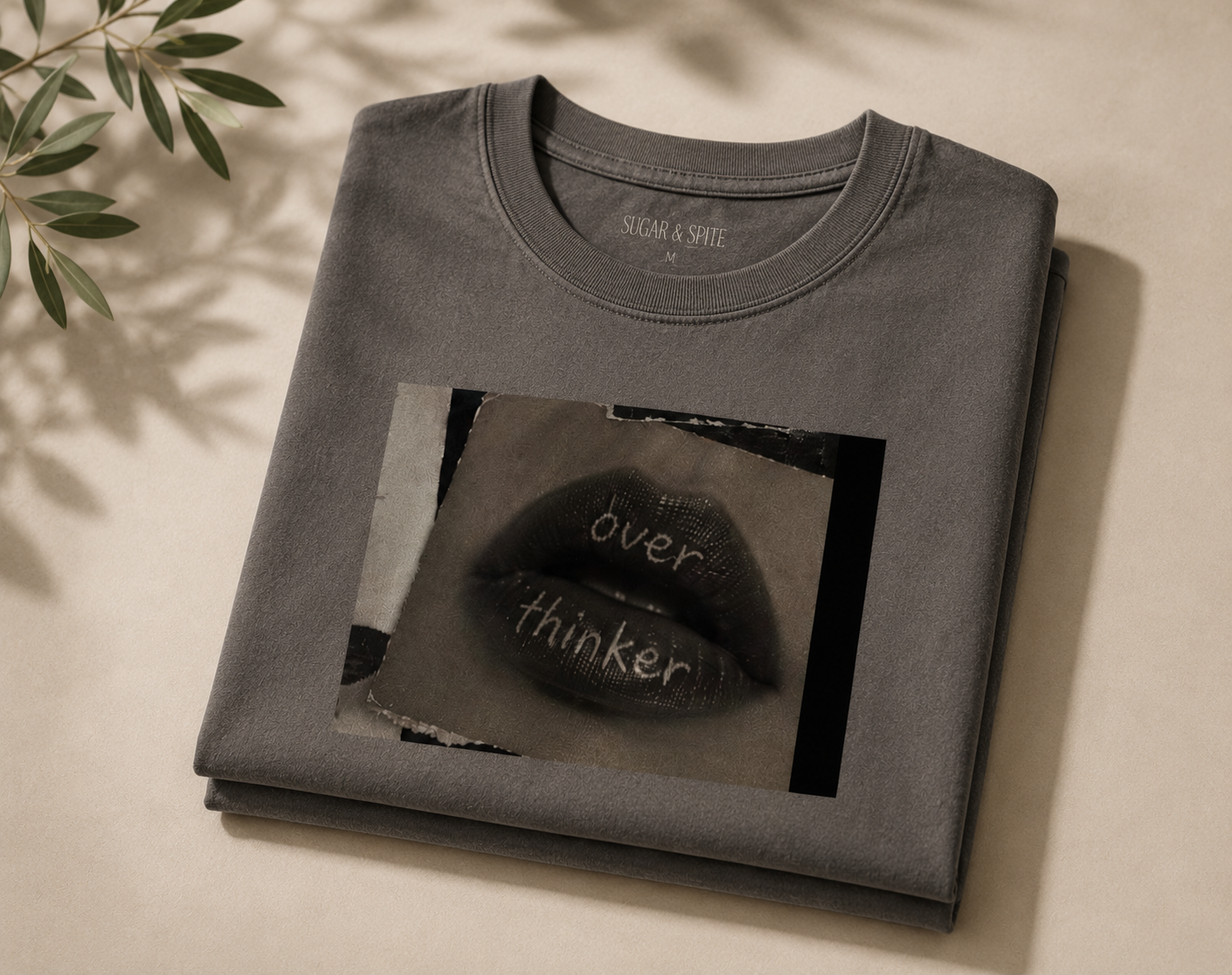 Boxy Tee — 'Overthinker' Lips Graphic Women's Crop Tee